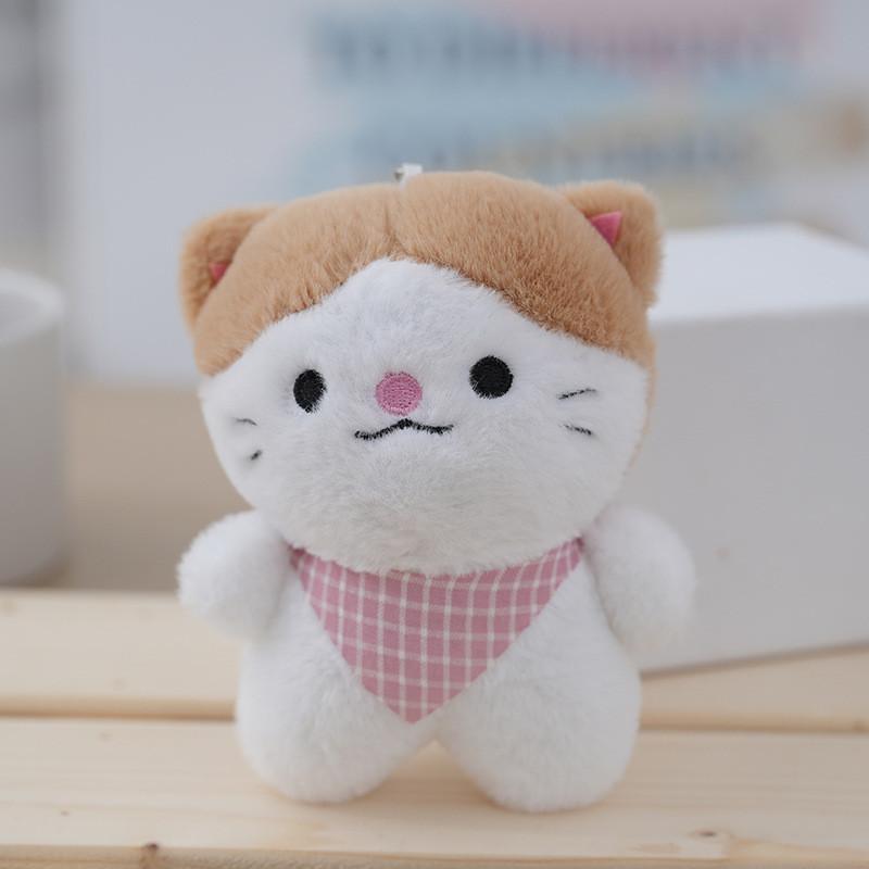 Kawaii Cat Plush Keychain Charming Gray Stuffed Animal With Customizable Design
