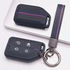 Silicone Flip Car Key Fob Cover for Volvo New FM FH Truck FH16 with Keychain Honeycomb Texture Racing Stripe Flip Remote Key Protector