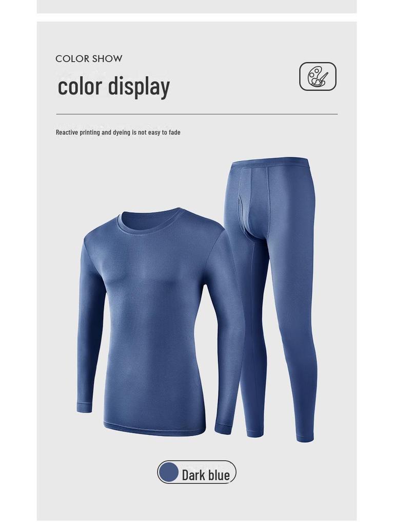 Men's Slim Fit Modal Thermal Suit – Lightweight Round-Neck Long Sleeve Top and Pants for Autumn/Winter