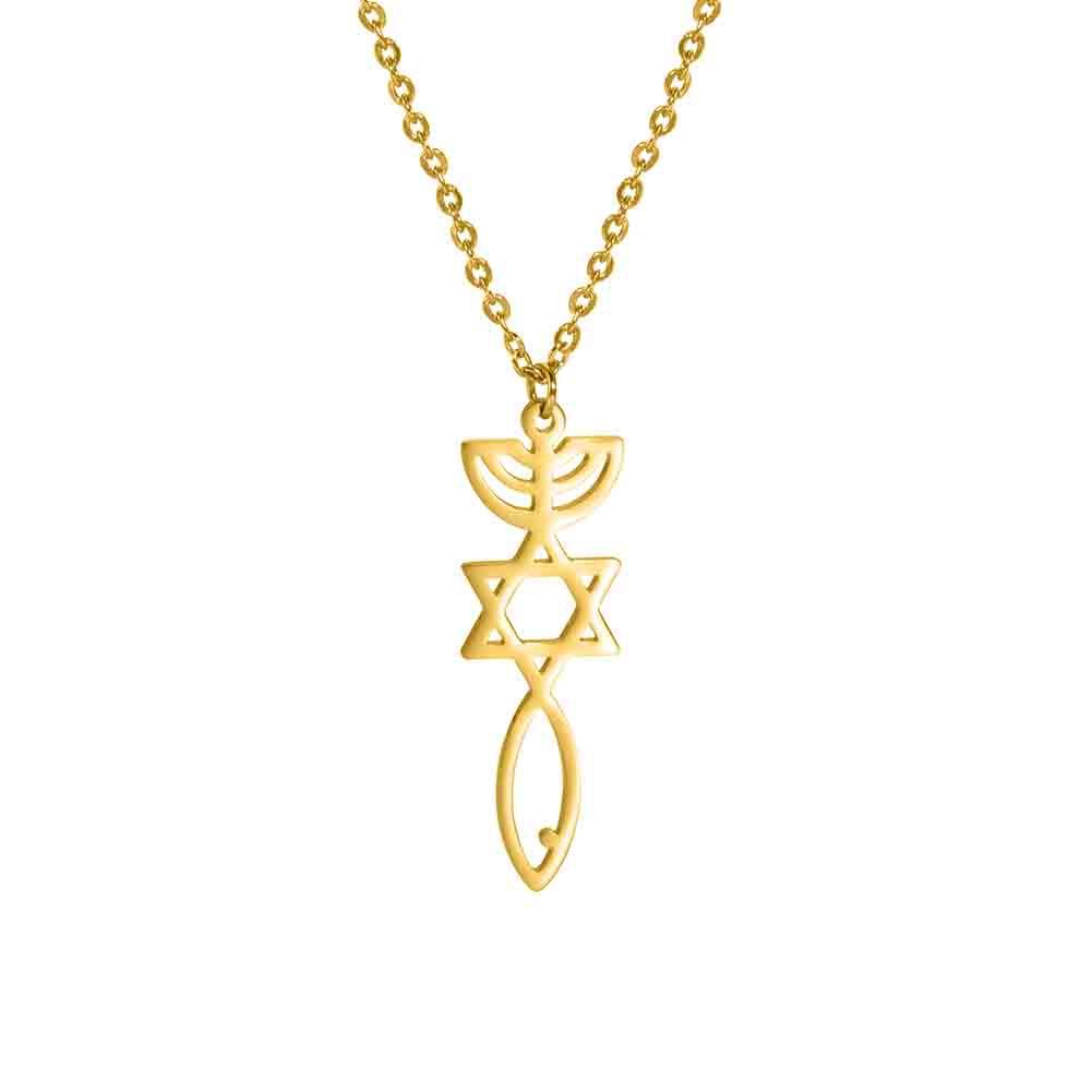 LIKGREAT Messianic Star of David Necklace for Women Men Stainless Steel Je Menorah Hexagram Pendant Israel Je Jewelry