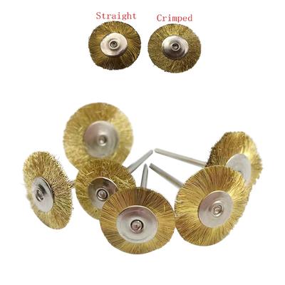 10 adet/torba Pirinç Bakır Kıvrımlı Düz ​​Diş Laboratuvarı Laboratuvar Parlatma Fırçası Tekerlek Döner Aletler Düşük Hız 2.35mm HP Shank Buff