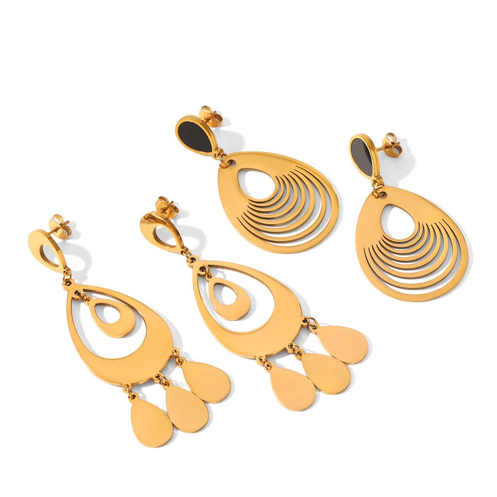 Wholesale 18k Gold Women's Niche Design Hollow Geometric Teardrop Earrings, Unique Fashion Drop Earrings