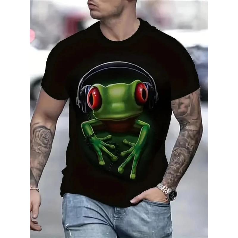 

Забавные футболки с 3D-принтом в виде лягушки, летние повседневные уличные футболки с коротким рукавом, для мужчин XS