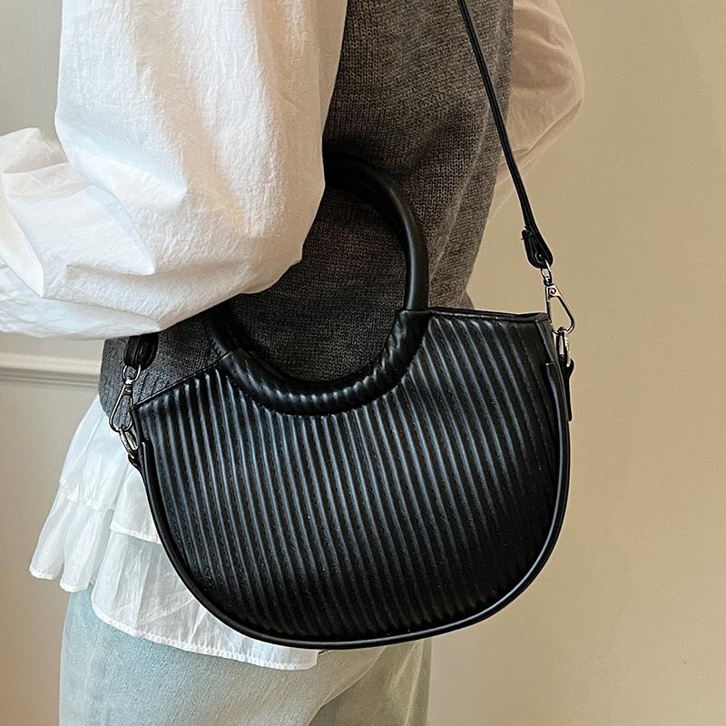 Korean Niche Simple Ins Style Portable Vegetable Basket Bag New Hot Sale Casual Solid Color Texture Messenger Bag Women