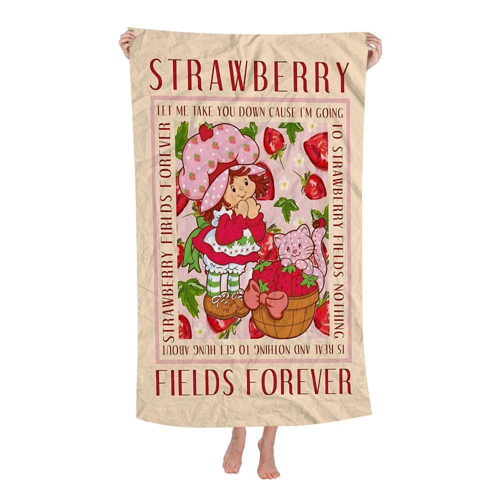 

Animation S-Strawberry Cartoon S-Shortcake Microfiber Blanket Beach Towels Oversized Printing Super Absorbent Pool Towel W40*H60(CM)