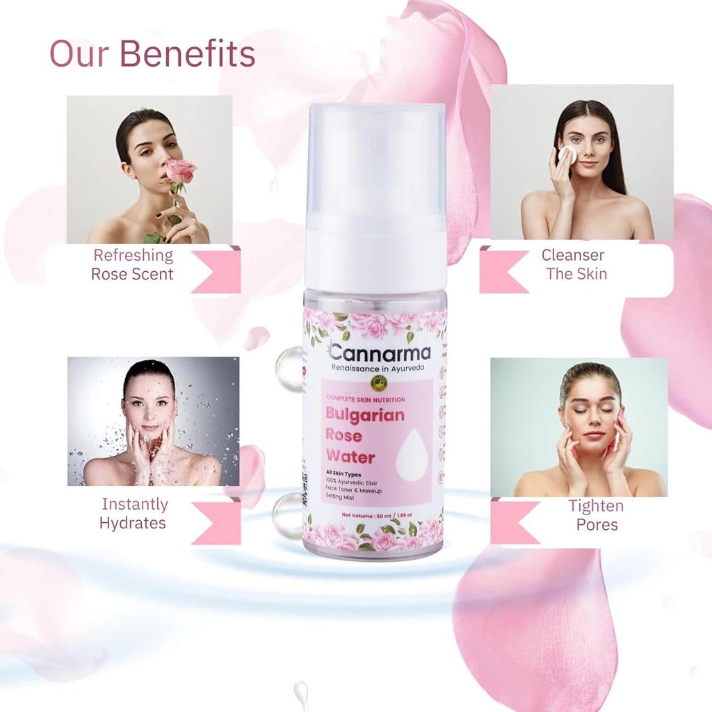 Cannarma Bulgarian Rose Water For Glowing And Hydrates Skin 50ml