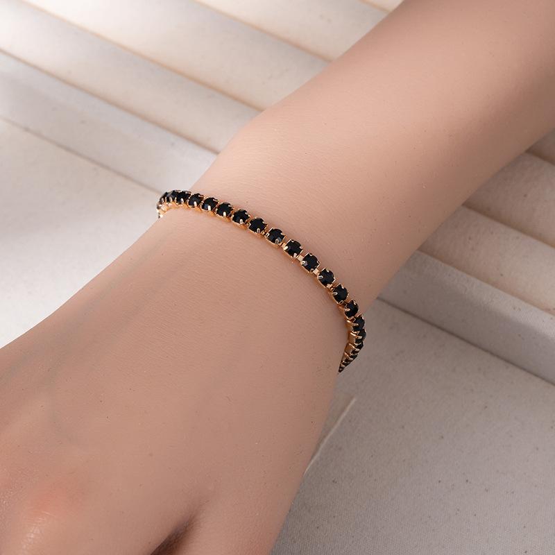 Braccialetto a Riga Singola Full Diamond Hip Hop da Uomo Gioielli per Mano Braccialetto Semplice in Diamante Stile Freddo da Uomo e Donna