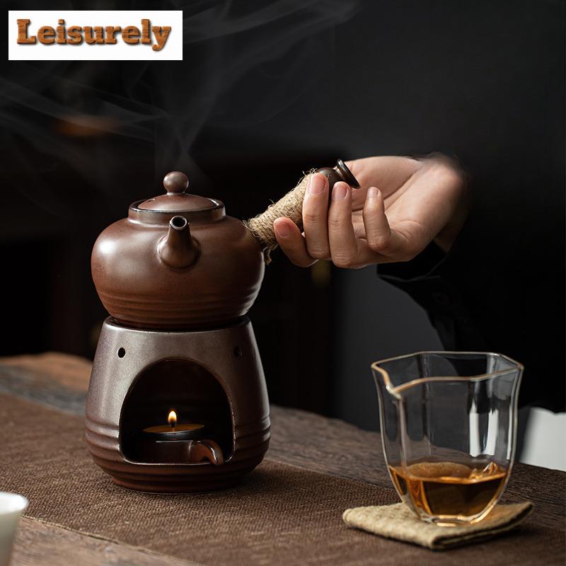 Ancient Pottery Candle Warmer Tea Stove Alcohol Lamp Cooking Insulation Base Side Handle Pot Boiling Water Kettle Kung Fu Teaset