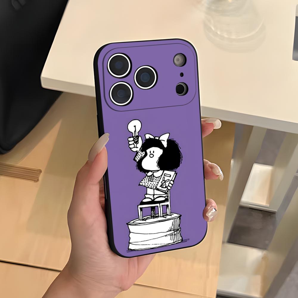 Anime M-Mafalda Phone Case For IPhone 17 Air 16 E Pro Max 15 14 13 Mini 12 Pro 11 Max Plus Black Soft Shell
