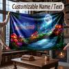 Coperta Morbida e Accogliente con Tema Foresta di Funghi Testo Personalizzato con Nome per Divano Letto Casa