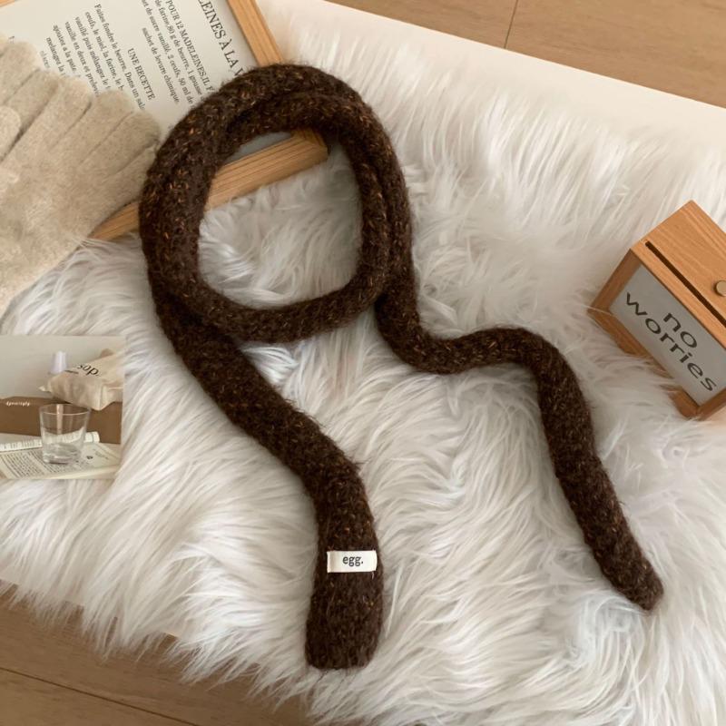 Knitted scarf atmosphere new versatile high-end neck protection scarf soft waxy thin small baguette scarf