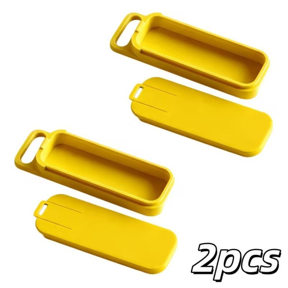 2pcs Sliding Lid Mini Storage Box Portable Storage Case Small Item Container Desk Organization жёлтый
