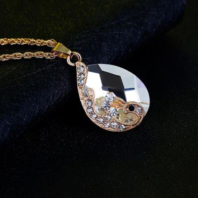 1 Set Charming Necklace Perfect Gifts Alloy Drop Peacock Rhinestone Earring Ring for Women