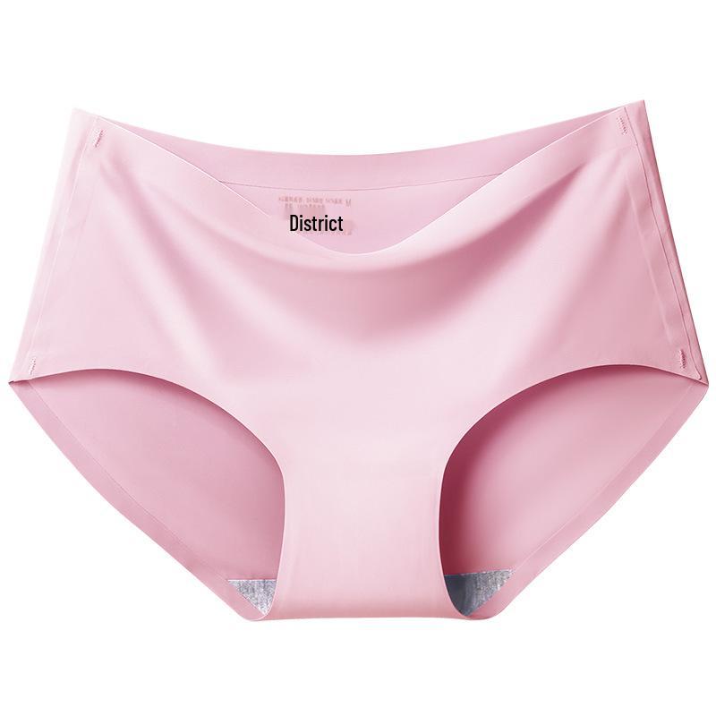Best-Selling Seamless Ice Silk Mid-Waist Panties - Plus Size Women's Solid Color Triangle 810