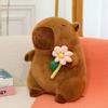 Brown Capybara Plush Doll Fluffy Capybara Stuffed Doll Creative Flower Capybara Plush Toy  Birthday