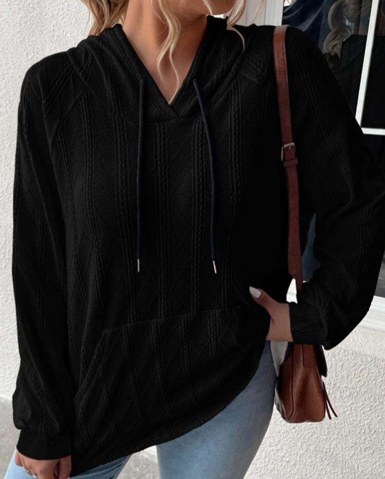 European and American Women's Jacquard Plus Size Hooded Sweatshirt - 2023 Autumn/Winter Collection