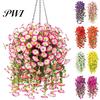 Easy-care Artificial Flowers 2 Pcs Hanging Petunia UV Resistant Faux Year-round Decorations Reusable Simulated Petunias for Outdoors Festive