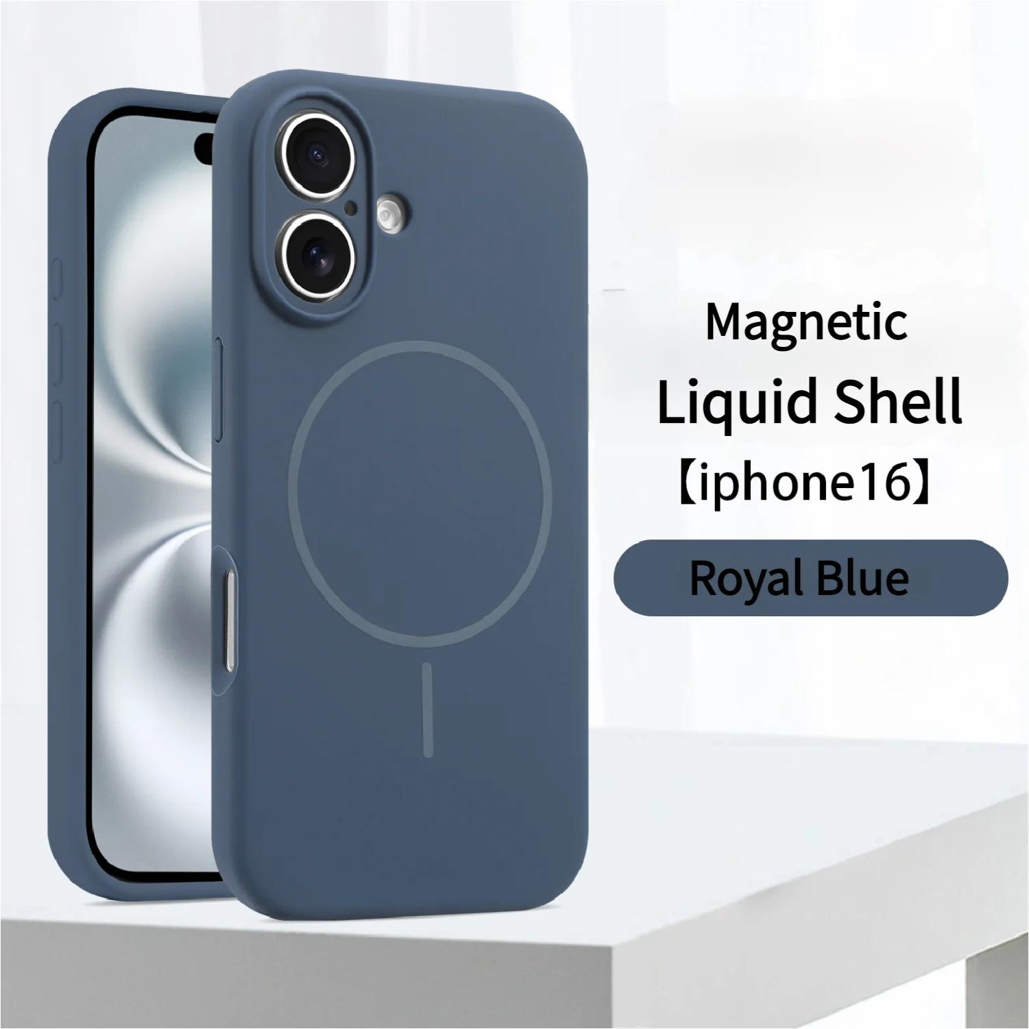 

Роскошный чехол из жидкого силикона для магнитной беспроводной зарядки Magsafe для iPhone 16 15 14 Plus 13 12 Pro Max, ударопрочная мягкая накладка For iPhone 16 Plus