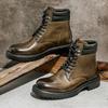 Locomotive Boots Men'S Tooling Boots Cowhide Outdoor Retro Platform Martin Boots British Men'S Models