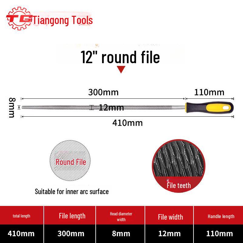 Tiangong High Carbon Steel Woodworking File Set: Triangular, Poking Knife, Round File for Benchwork and Grinding.