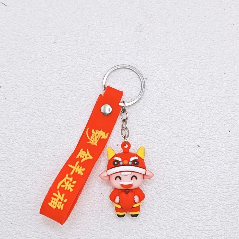 Spring Festival Goat Keychain Adorable Lion Hat Design Backpack Pendant for Colleague Holiday Gifts