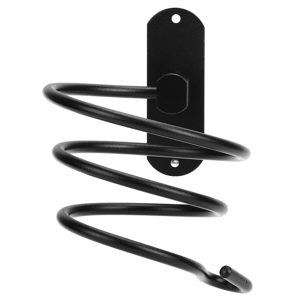 Hair Dryer Holder Wall Mounted Bathroom Blower Hanging Rack Organizer Punching Free Black