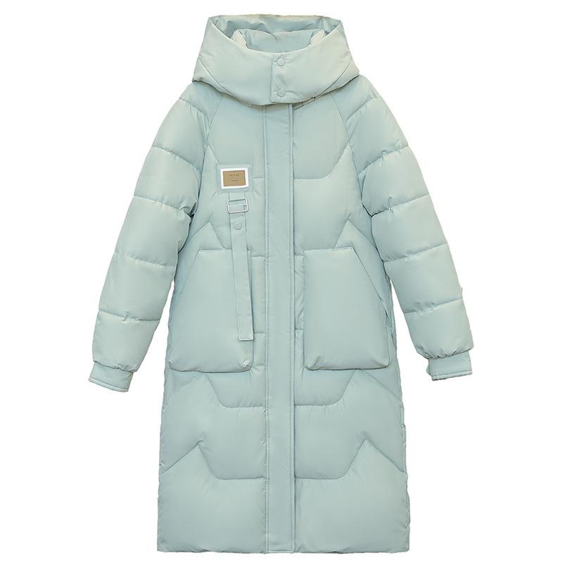 2026 New Women's Winter Down Cotton Jacket with Detachable Hood Mid-Length Over-the-Knee Thickened