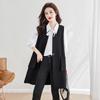 Sisbasher Women's Fall 2025 Commuter One-Button Round Neck Mid-Length Slit Vest