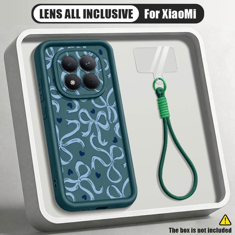 Colorful Bowknots Print Lanyard Case For Xiaomi 14T 13T Pro Redmi Note 15 Pro 4G 14 13 Pro+ 5G Shockproof Bumper Soft Cover