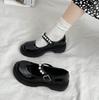 Luxury Girls Chunky Platform Mary Jane Shoes Buckle Strap Thick Heels Pumps Single Shoe Woman Black Patent Leather Lolita Shoes