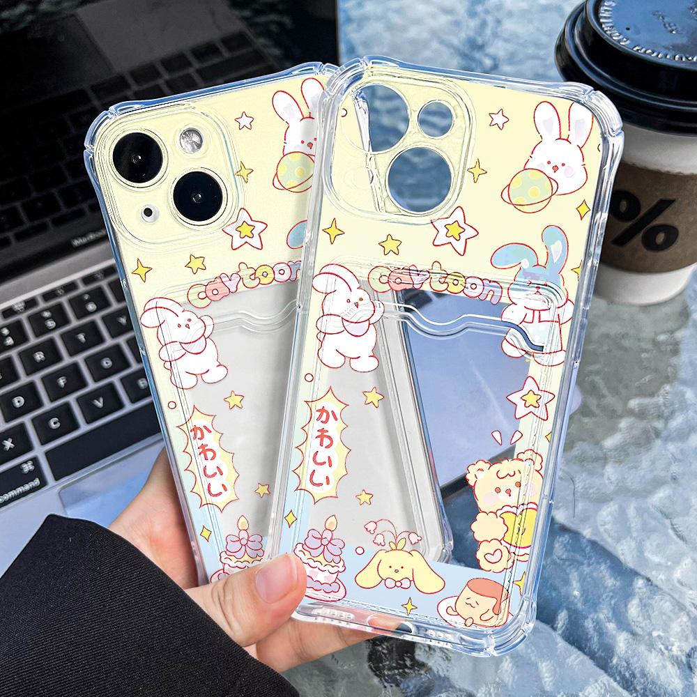 Korttelefonveske for iPhone 11 13 XR 15 14 Pro Max iPhone 12 16 7 8 Plus XS Max Samsung S24 S23 A15 A55 A05 A54 Redmi 12 13C 13 9 Cartoon Protection