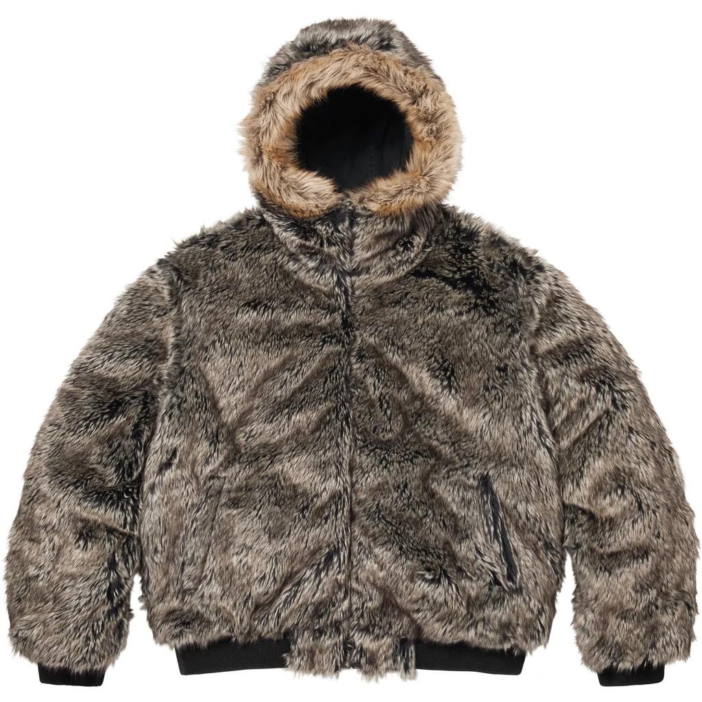 Supreme Reversible Faux Fur Hooded Work Jacket Black