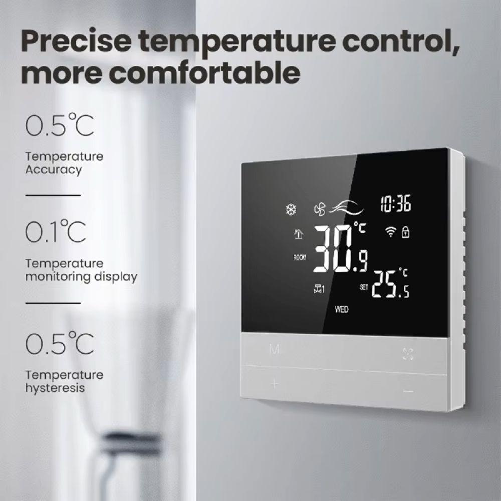 Tuya WiFi Smart Central Air Conditioning Thermostat Switch Heating Cool 3 Speed Fan Coil Unit 4 Pipes 2-in-1 Cooling &heating