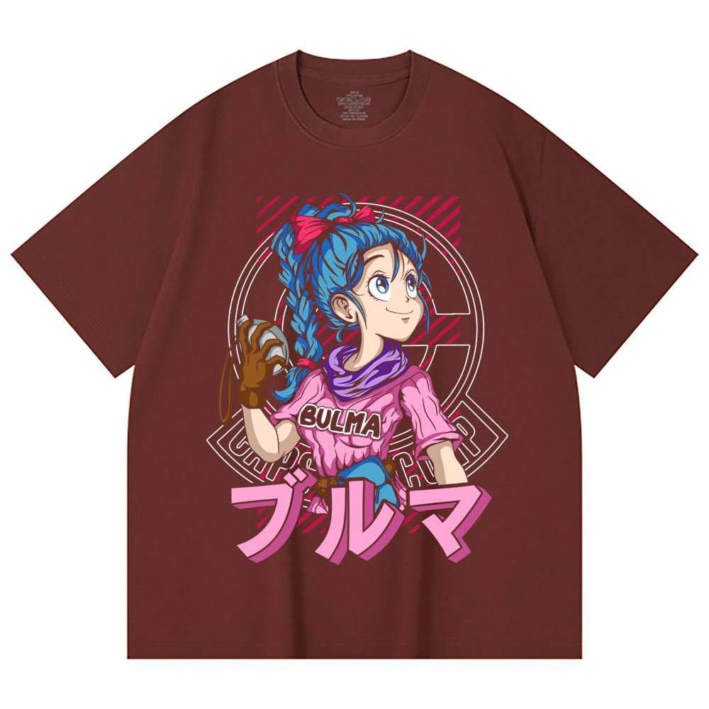 T-shirt Unisex in Cotone Pesante 230 g/m² 100% Cotone con Stampa Bulma Dragon Ball V17