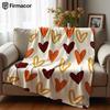 Warm Brown Hearts Lightweight Microfiber Soft Christmas Fleece Blanket Warm Cozy Throw for Bed Sofa Office Travel All Season