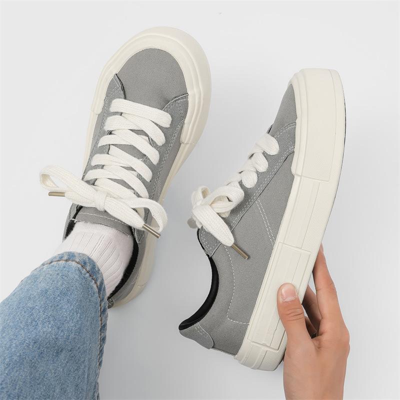 Nové plátěné boty s nízkým svrškem sportovní a volnočasové pánské boty niche silná podrážka zvyšující výšku plátěnky pánské