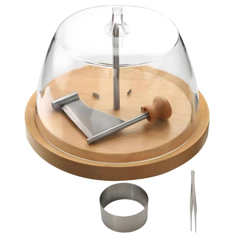 

Cheese Curler Set highlighting Wooden Base And Metal Blade For Elegant blossomy Design Cheese And Chocolate Garnishes 1