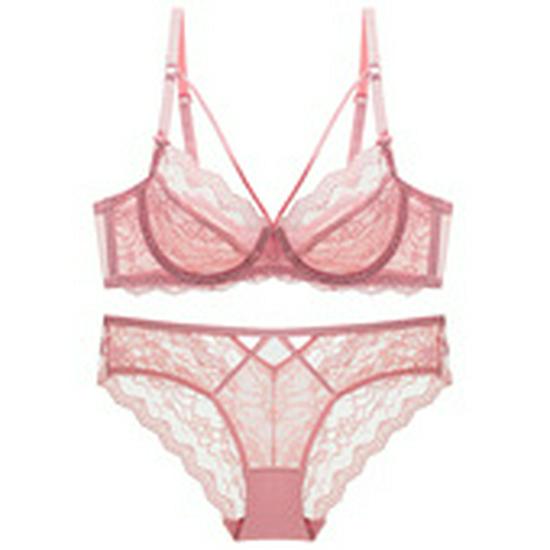 Set Reggiseno Minimizer Trasparente in Pizzo Ultra-sottile per Seno Abbondante
