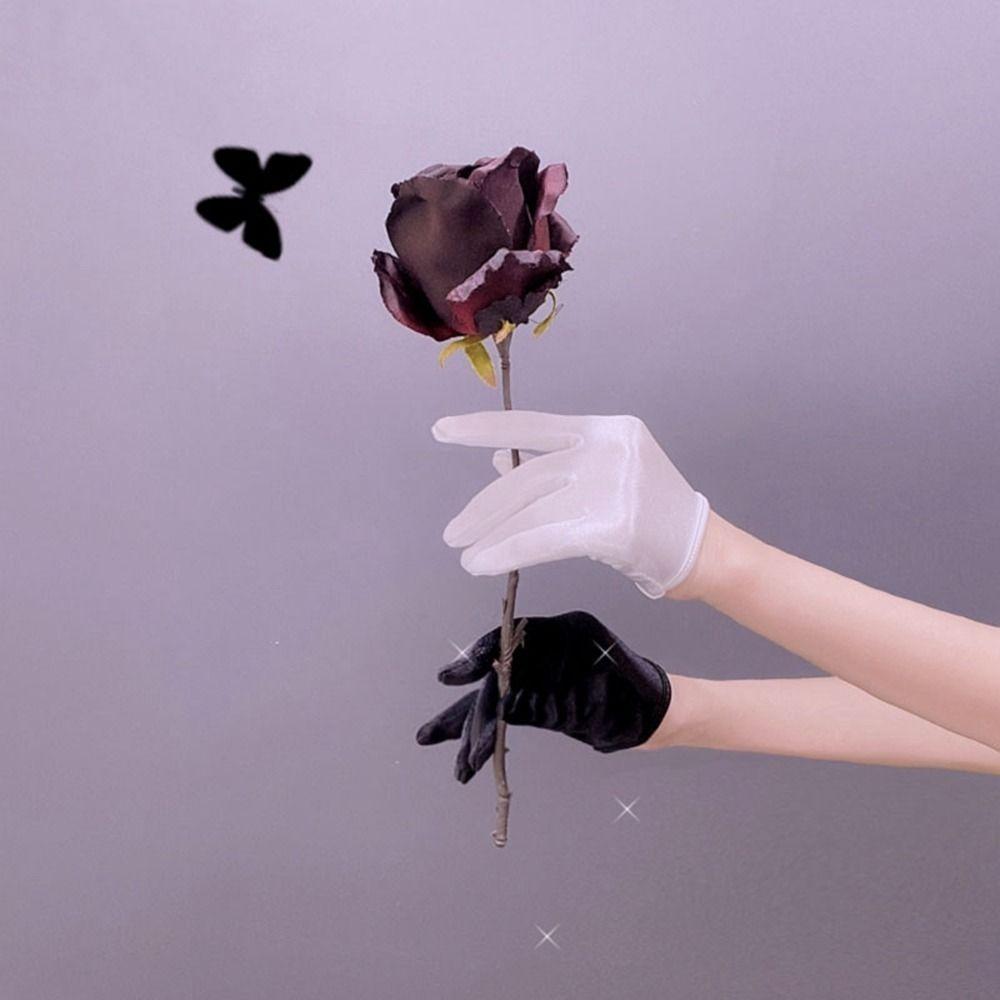 Hip Hop Korean Mittens Cosplay Gloves Satin Gloves Half Palm Gloves Lolita Mittens Women Gloves