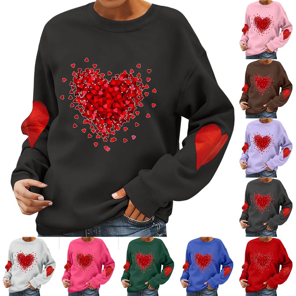 Ladies' Valentine's Day Printed Casual Long Sleeved Sports Hoodie Top