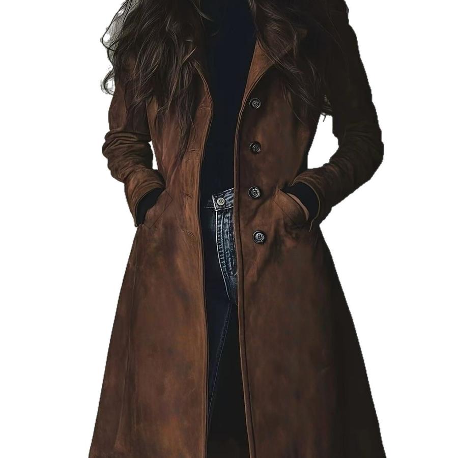 High Quality Women's Autumn Winter Coat Faux Fur Long Trench Coat