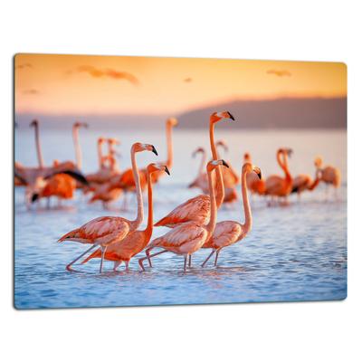 Glass Board Cutting Board 52X40 Flamingos Beach