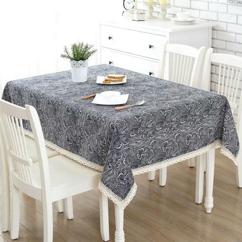 Yingchuang Японский стиль Японский стиль Простой Хлопок и Лен Печатная Скатерть Цветочный Ins стиль Фон для Фотосессии Знаменитостей Пикник Стол 60*60cm