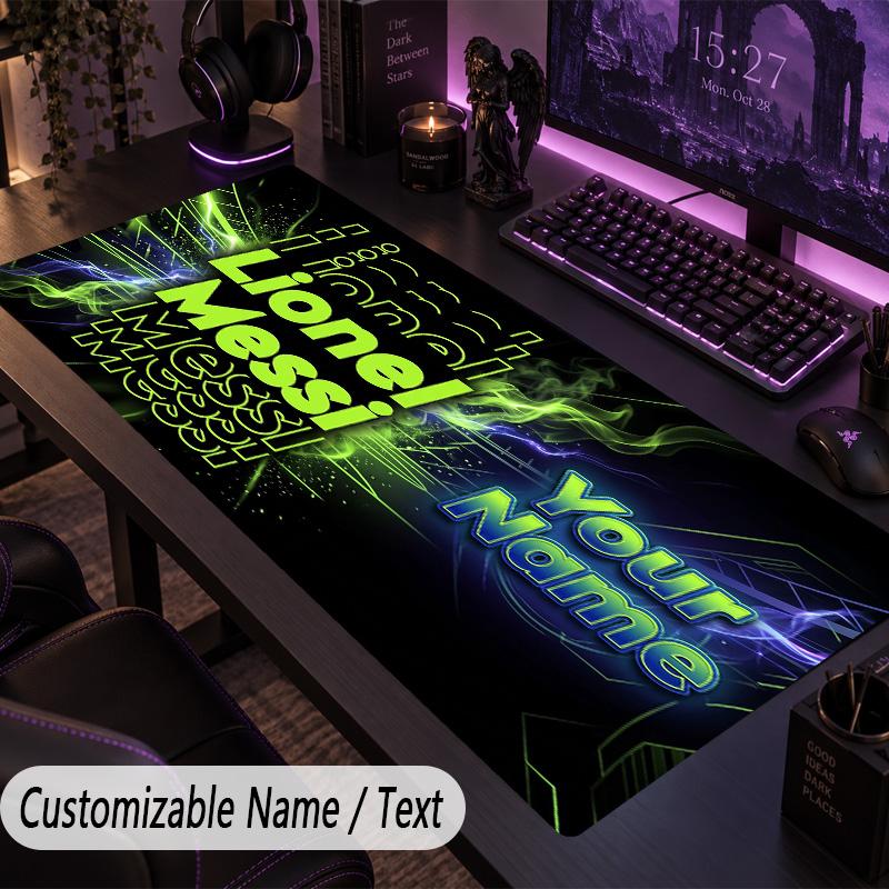 Large Mouse PadLionel Messi Custom Name Text Personalized Desk Mat Non Slip Gaming Pad