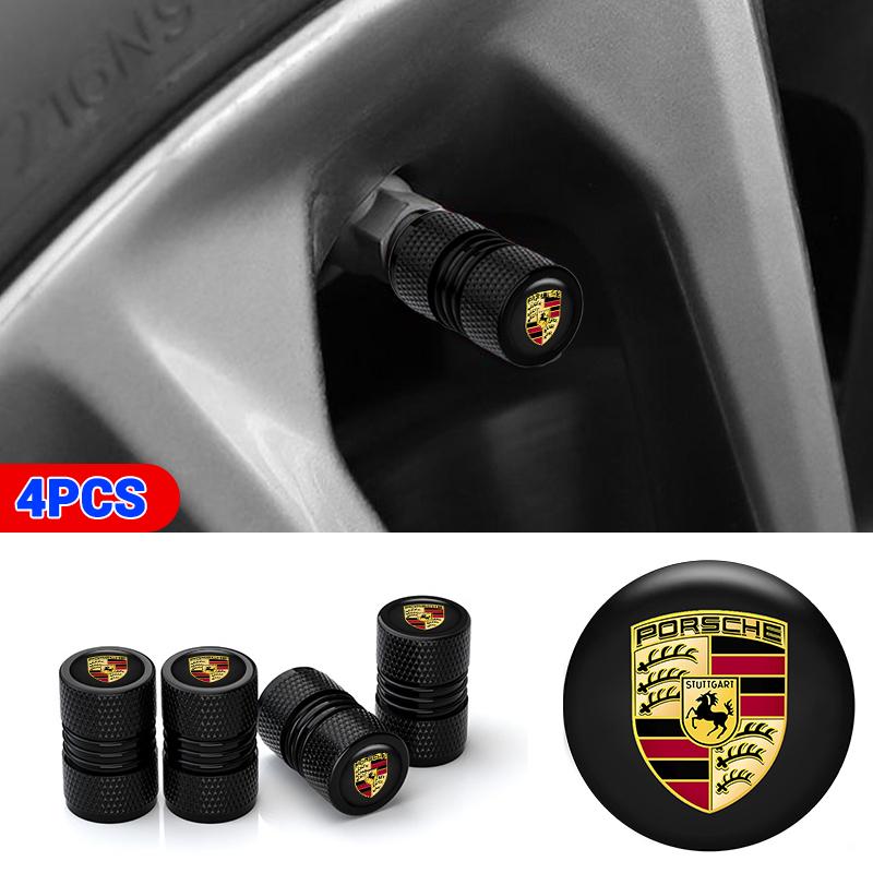 AENTC1 Sticker For Porsche Cayenne Panamera Macan 911 718 Taycan Boxster Cayman 944 Pajun Car Wheel Tire Valve Stems Caps Waterproof