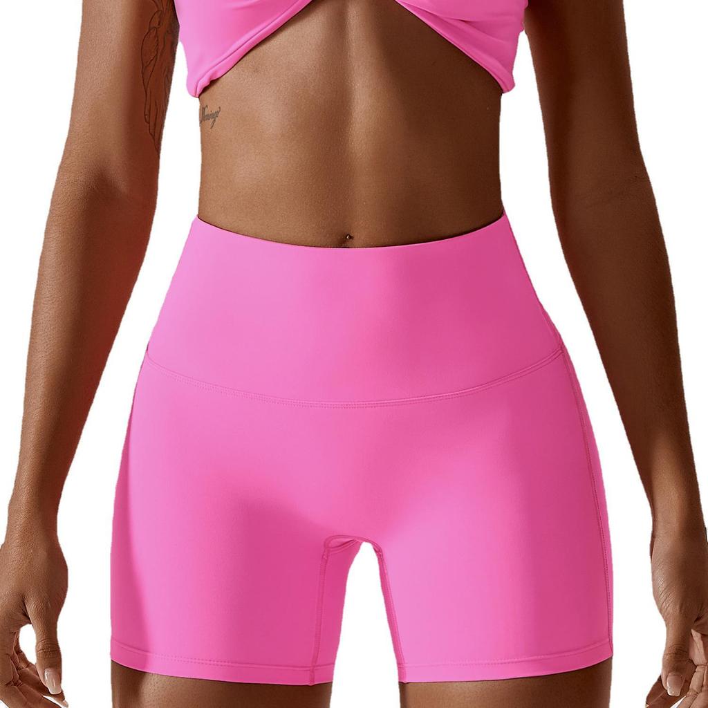Candy Color Quick-Dry High-Waisted Nude Yoga Shorts - Hip-Lifting Running Fitness Leggings