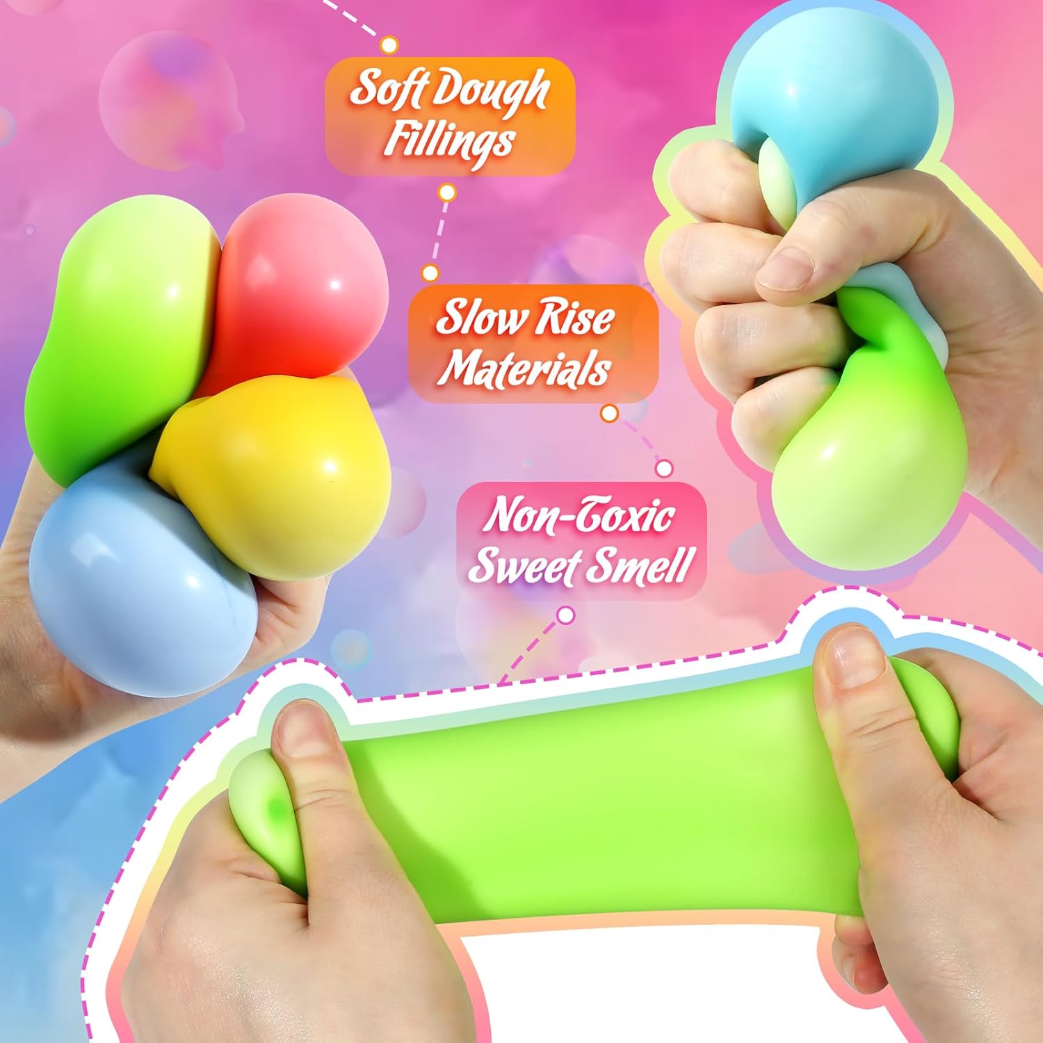 Fashnics Slow Rise Stress Balls Squishy Toy For Kids Adults Stretchy Sensory Fidget Toy For Anxiety Stress Relief Soft Squeeze Fidget Toy