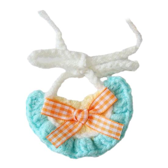 Knitted Cat Bib Adjustable Cute Pet Bib Soft Breathable Pet Bib with Bow Flower for Cats And Small Dogs Photo Prop