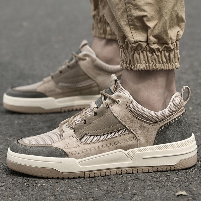 Men's Shoes British Soft Sole Breathable Trend Fashion Mesh Retro Sports Casual Shoes Thick Baseplate Shoes Men