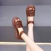 Vintage mom shoes Roman sandals women 2025 summer new Velcro casual muffin platform non-slip beach shoes